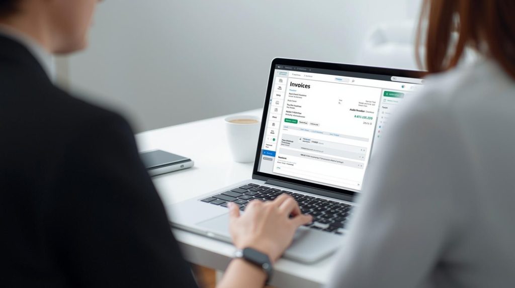 Invoice reminder email templates displayed on a professional billing dashboard